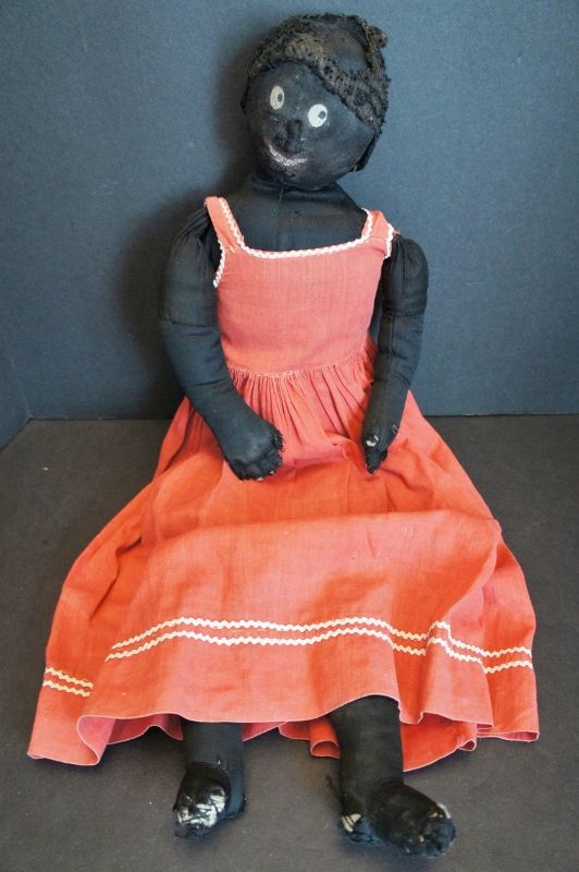 A little bit flirty black cloth doll in her favorite red dress 24&quot;