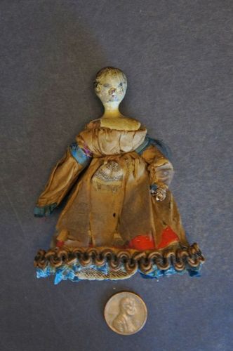 3 1/2" Grodneatal doll in original clothes and painted face C.1840