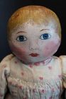 Wonderful painted face antique cloth doll  21" C. 1880-90