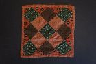 6" square antique doll quilt red and brown calico Circa 1880