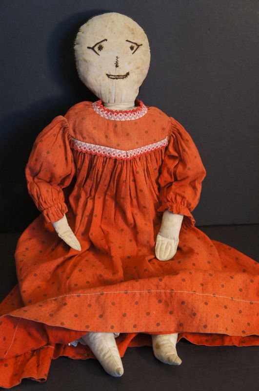 23&quot;  embroidered face rag doll from an old collection C1890