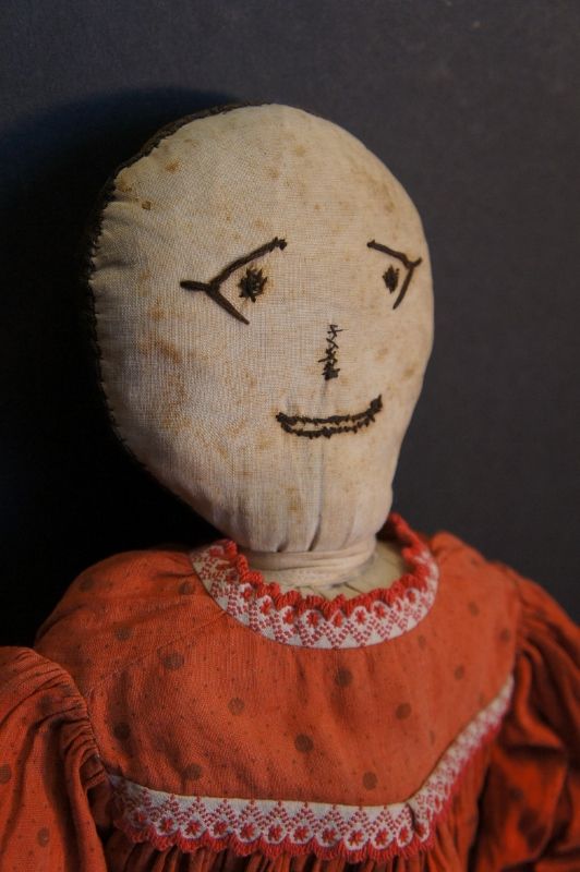 23&quot;  embroidered face rag doll from an old collection C1890