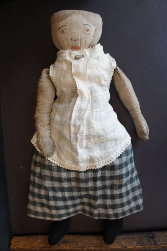 19&quot; antique painted linen face cloth doll