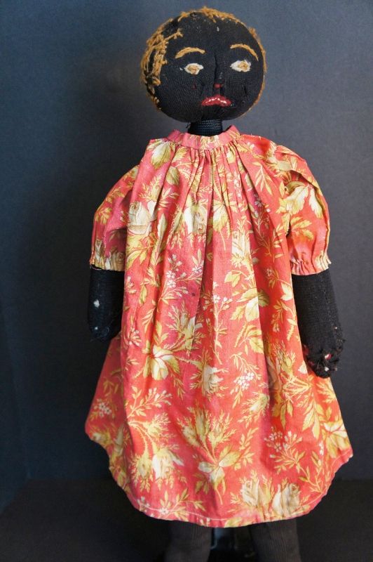 Antique black stockinette doll with a great little face