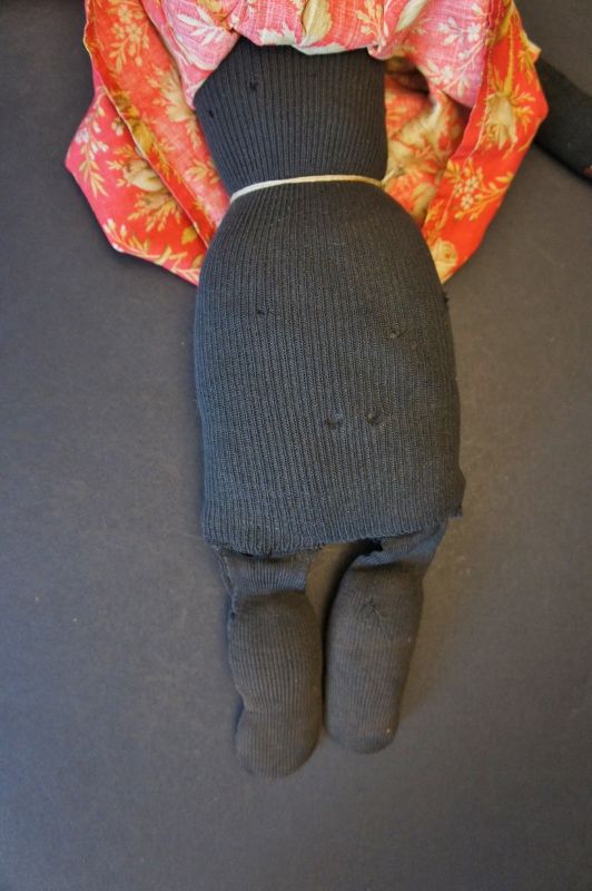 Antique black stockinette doll with a great little face