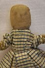 Little old all hand sewn cloth doll with pencil face 11"