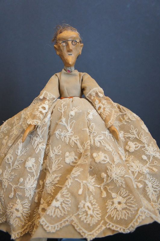 Just so wonderful! Hand carved character doll .C. 1900