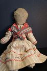 18" all hand sewn simple rag stuffed doll, flannel dress C1880