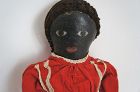 17" naive painted black cloth doll lovely face C. 1880