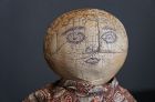 17" Very cool early cloth doll with a wax face 1880