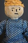 Antique rolled cloth doll with polka dot dress 11" C. 1890