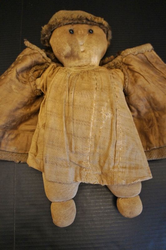 A lost little soul, a very dear antique stockinette doll 16&quot;