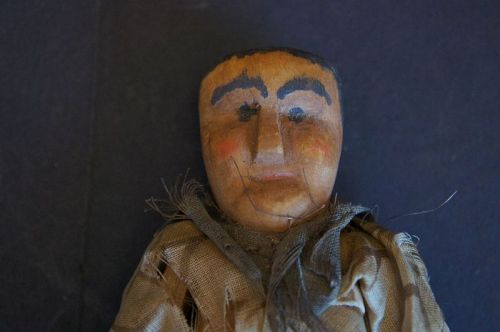 Wooden Poppet doll, Indigenous American 8" tall