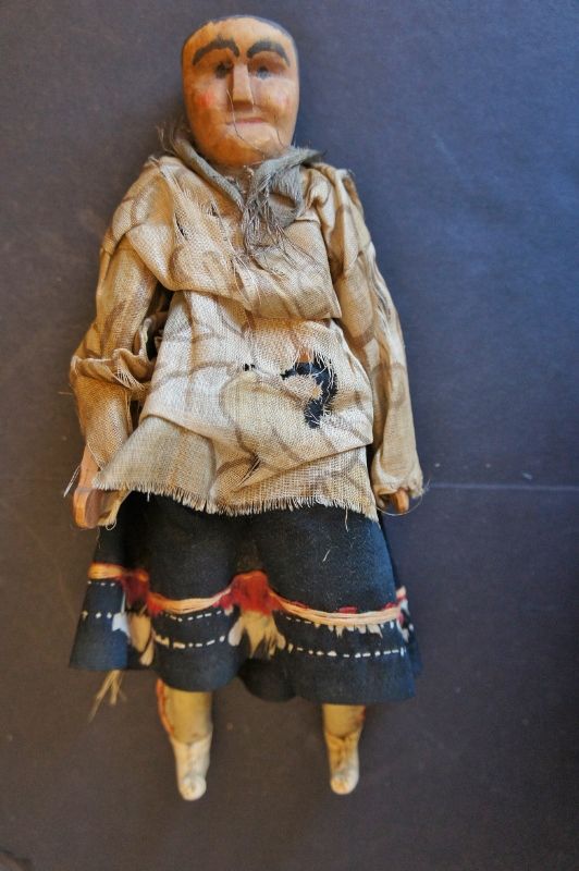 Wooden Poppet doll, Indigenous American 8&quot; tall