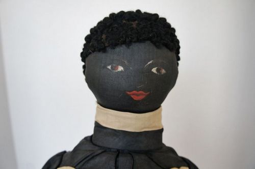 22" fabulous all original painted face black doll C. 1880-90