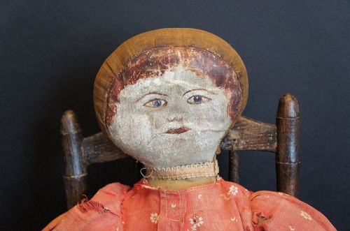 Painted face lady after a hard days work 15" tall C. 1890
