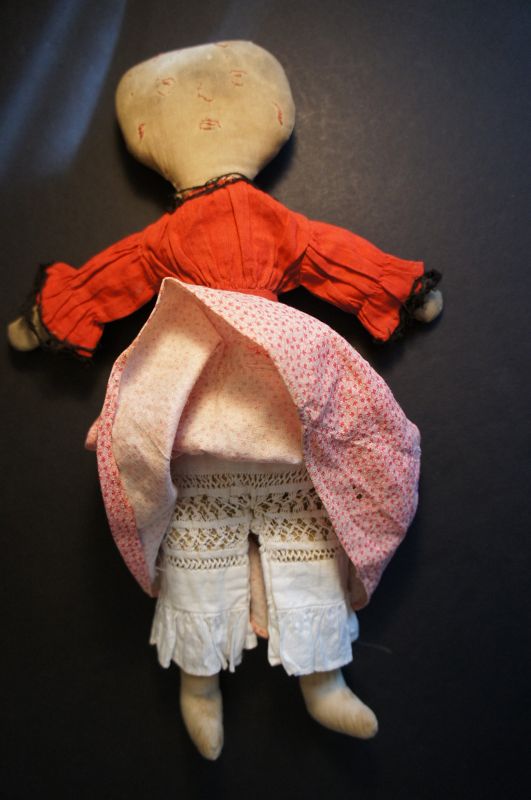 Funny little embroidered face cloth doll, modified lollipop head 13&quot;
