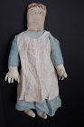 23" cloth doll with painted face on linen, mid west origin 1900-20