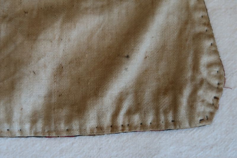 C. 1820 woman's roller printed pocket with homespun linen back
