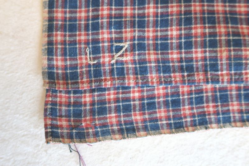 Hand loomed neckerchief, red, white and blue 1840