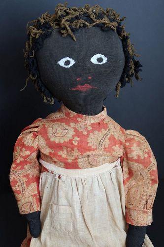 A shelf sitter, Big beautiful painted face black doll 1890  24"