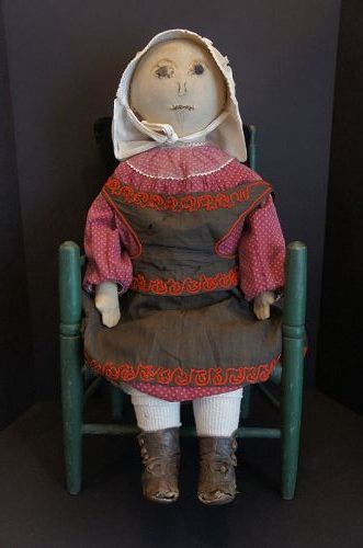 Big, beautiful folk art black cloth doll 32"