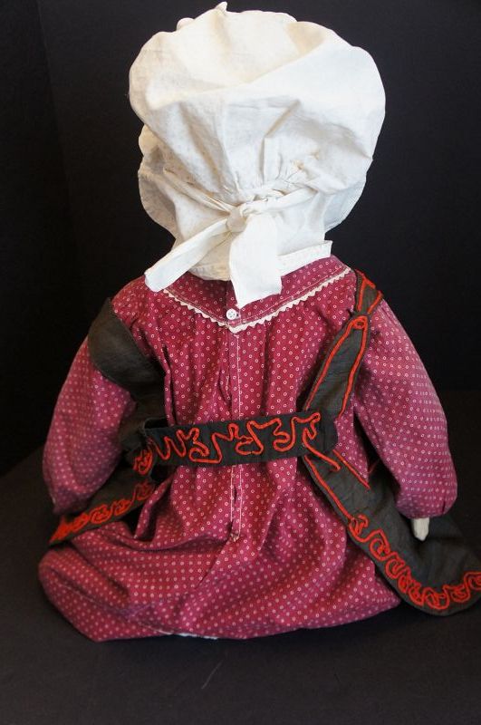 Big, beautiful folk art black cloth doll 32&quot;