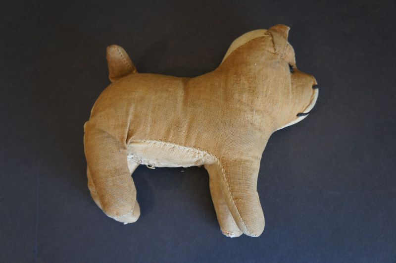 Rover, a late 1800's toy dog hand sewn,7&quot;by 6&quot;