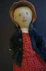 Very nice sepia ink classic antique cloth doll  23" C. 1880