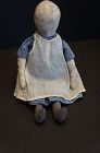 A little more than a handful, 11" cloth doll with pencil face C. 1890