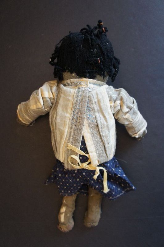 A cute little rag stuffed dumpling of a cloth doll 12&quot; 1890-1900