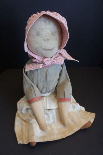 The happiest little girl ever, 22" tall, painted face cloth doll