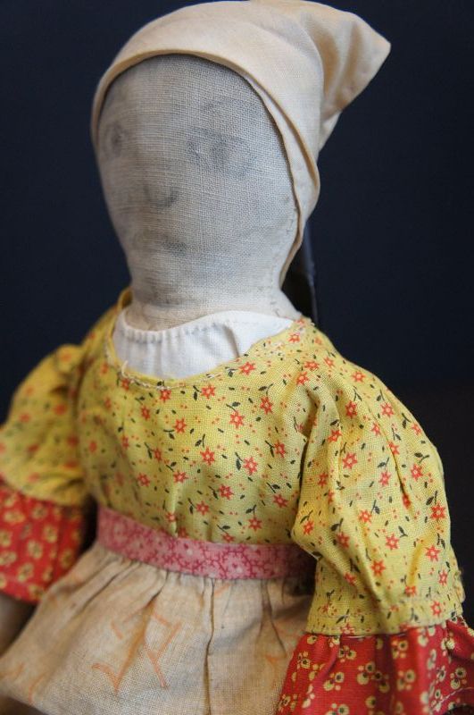 Serious little pencil face doll C, 1880-90 and 14&quot; tall