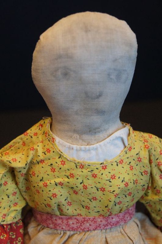 Serious little pencil face doll C, 1880-90 and 14&quot; tall