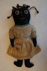 A sweet pleasing to look at little black doll, hand sewn 12" C. 1920