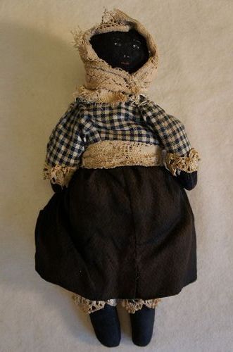 10" the best leather black doll made from scraps in the rag bag. 1880