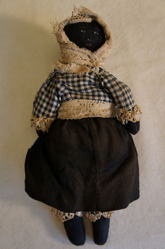 10&quot; the best leather black doll made from scraps in the rag bag. 1880