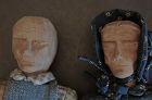 Appalachian wooden poppet dolls 10" original clothes 1930