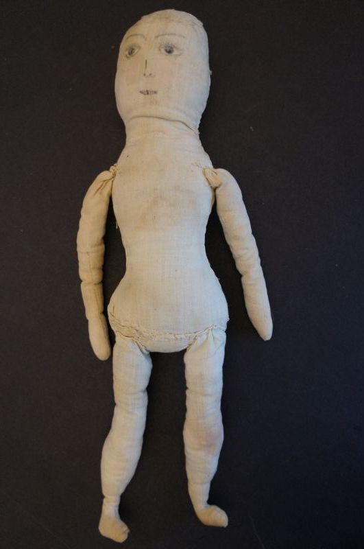 A wonderful little rag stuffed doll all dressed up . 14&quot; &amp; C.1880