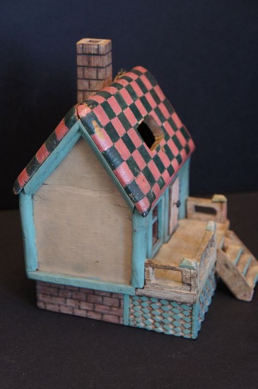 Happy folk art hand made house bank