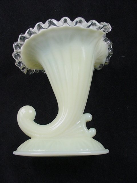 Fenton Ivory Crest Cornucopia Candlesticks