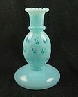 Fenton Coin Dot Candlestick - Blue Opalescent