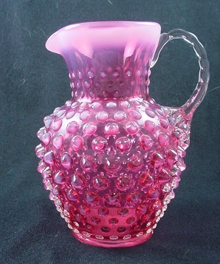 Fenton Cranberry Opalescent Hobnail Jug