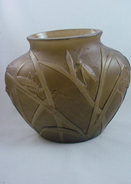 Consolidated Glass Katydid Ovoid Vase - Sepia