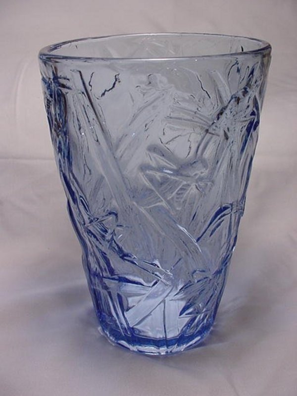 Consolidated Katydid Vase - Blue Crystal
