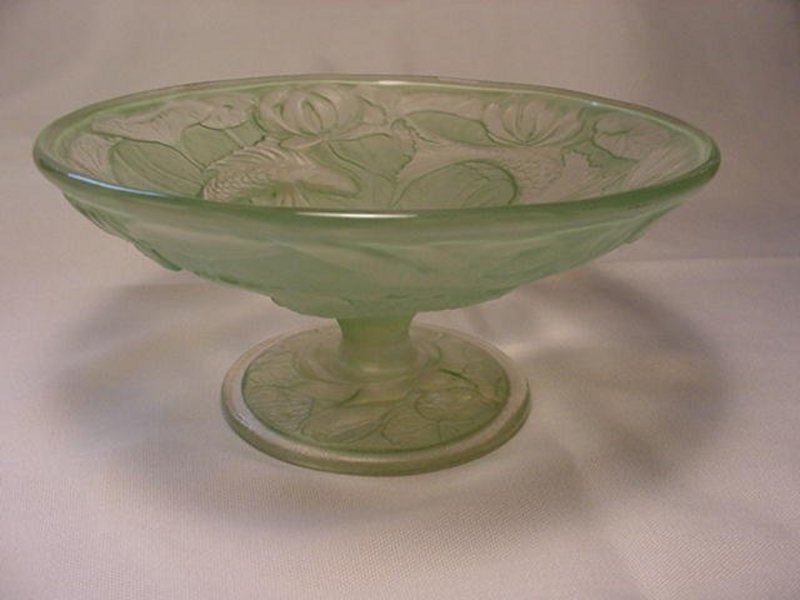 Consolidated Glass Goldfish Comport - Green