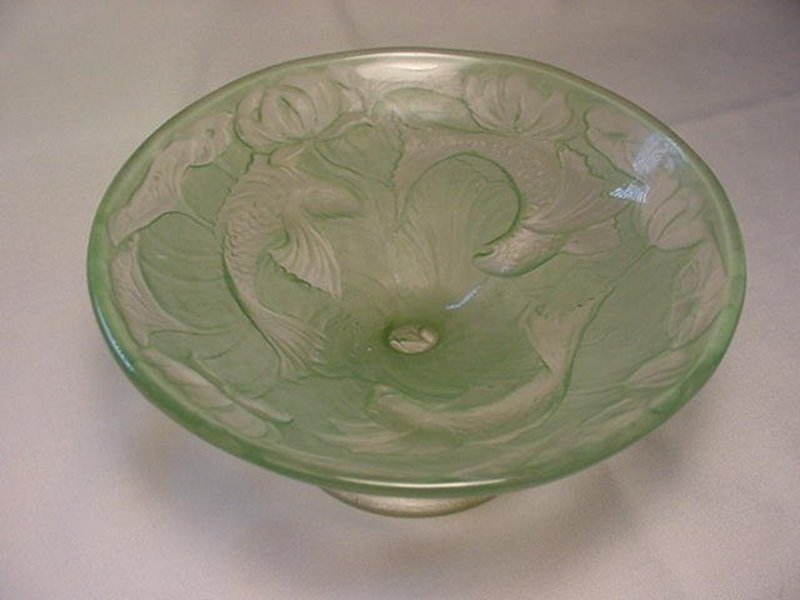 Consolidated Glass Goldfish Comport - Green