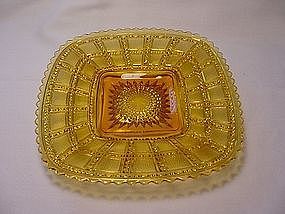 Beaded Block Square Plate - Amber