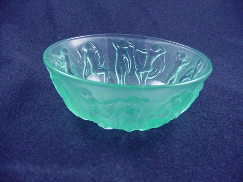 Consolidated Dancing Nymphs Berry Bowl - Green Satin