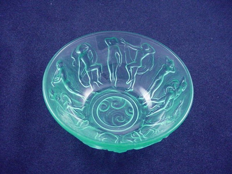 Consolidated Dancing Nymphs Berry Bowl - Green Satin